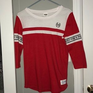 Victoria secret- PINK red & white 3-4 Sleeve shirt